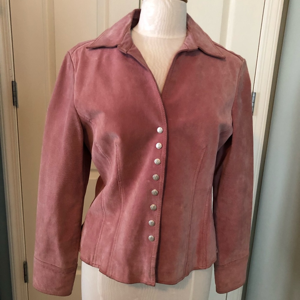 Leather jacket in a mauve, muted pink